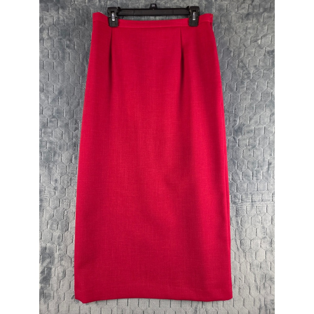 Leslie Fay Womens Red Textured Midi Pencil Skirt Size 12 134650M Back Vent